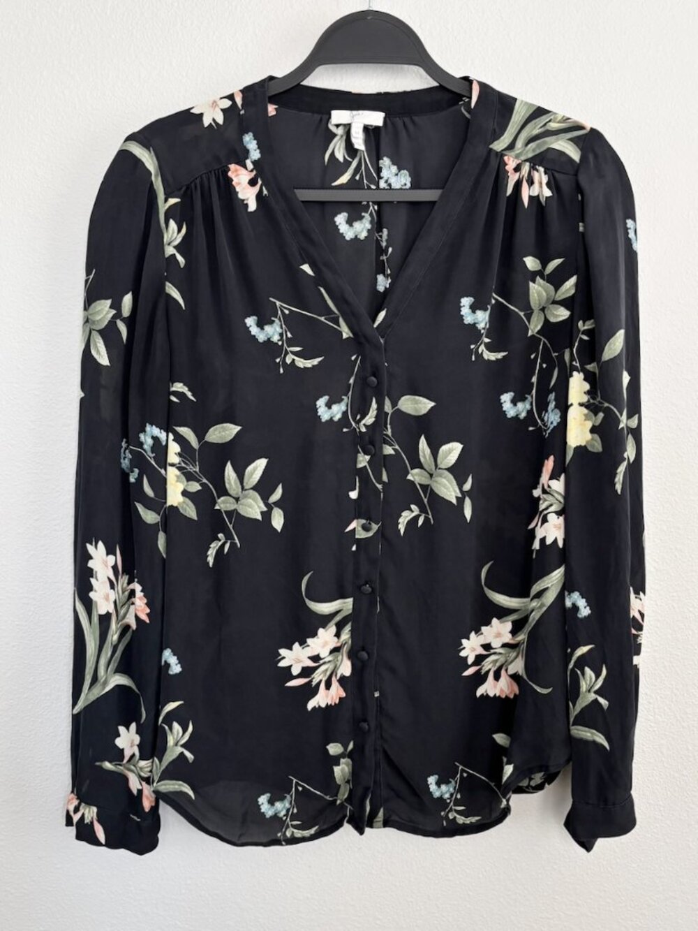 Joie Yvette Botanical Floral Silk Blouse Size M